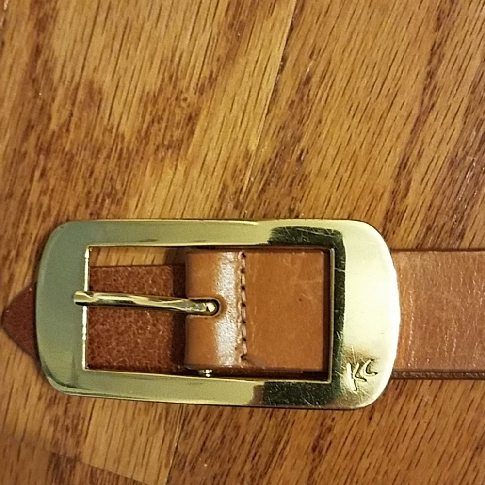 VTG 80's Kenneth Cole Gold Buckle Leather belt